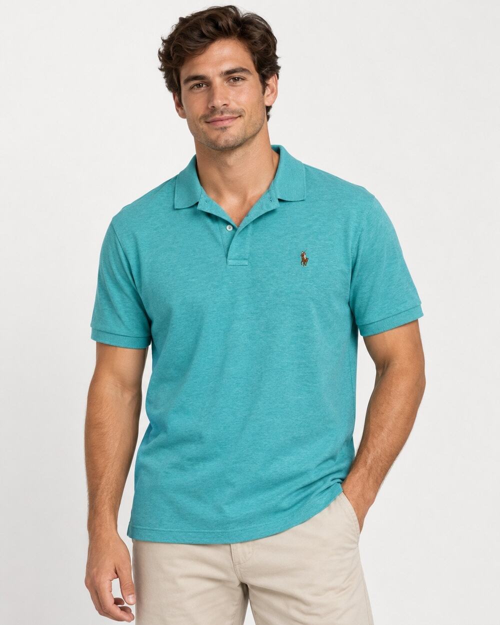 Polo Ralph Lauren Men's Polo Shirt Turquoise Custom Slim Fit Size XL